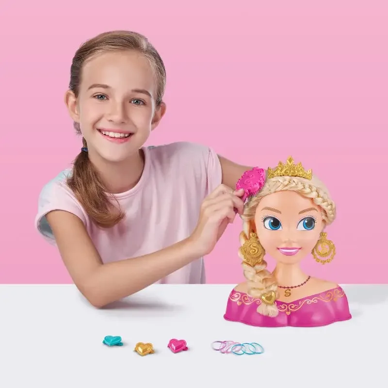 ZURU Sparkle Girlz Princess Hair Styling Head with 14 Accessories Doll Girl Dress Up Games Girls Play House Toys Birthday Gifts