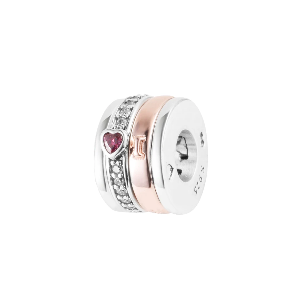 

Two-toneTurning Love Message Charm Keychain Women's Jewelry 925 Sterling Silver Charms Woman Kids Fashion Make Up Accessories