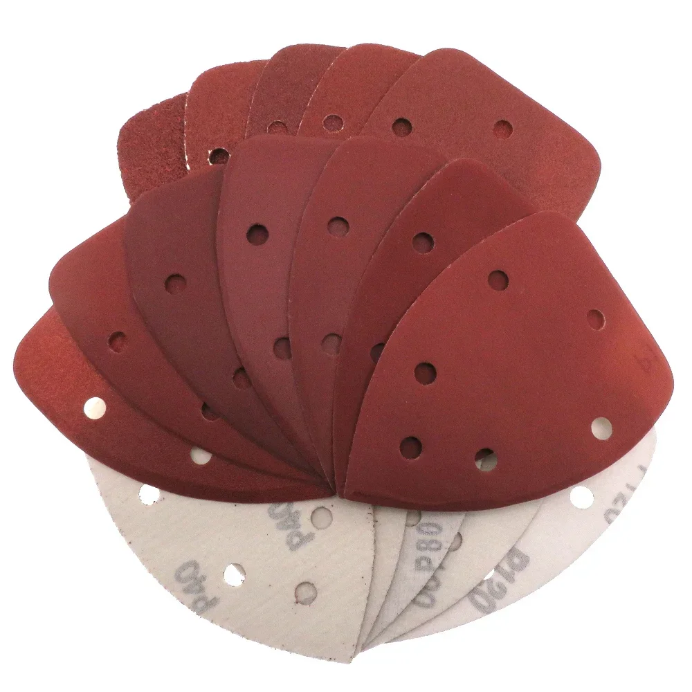 24 pz Carta Vetrata Autoadesiva Triangolo 6 fori Delta SanderHook Loop Carta Vetrata Disco Strumenti Abrasivi Per Lucidatura Grana 40-1000