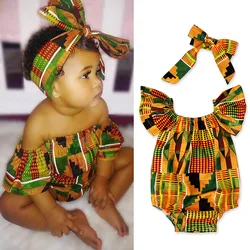 Hairband Cute Baby Children European and American Girls African Bohemian Style Printed Jumpsuit Clothing