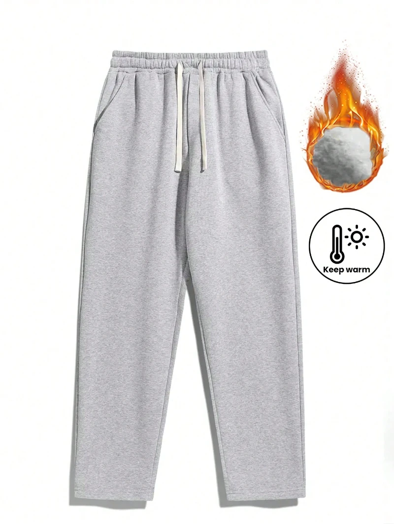 

Мужские прямые спортивные штаны с принтом, мужские свободные широкие брюки, однотонный дизайн с деталями на шнурке, повседневный стиль