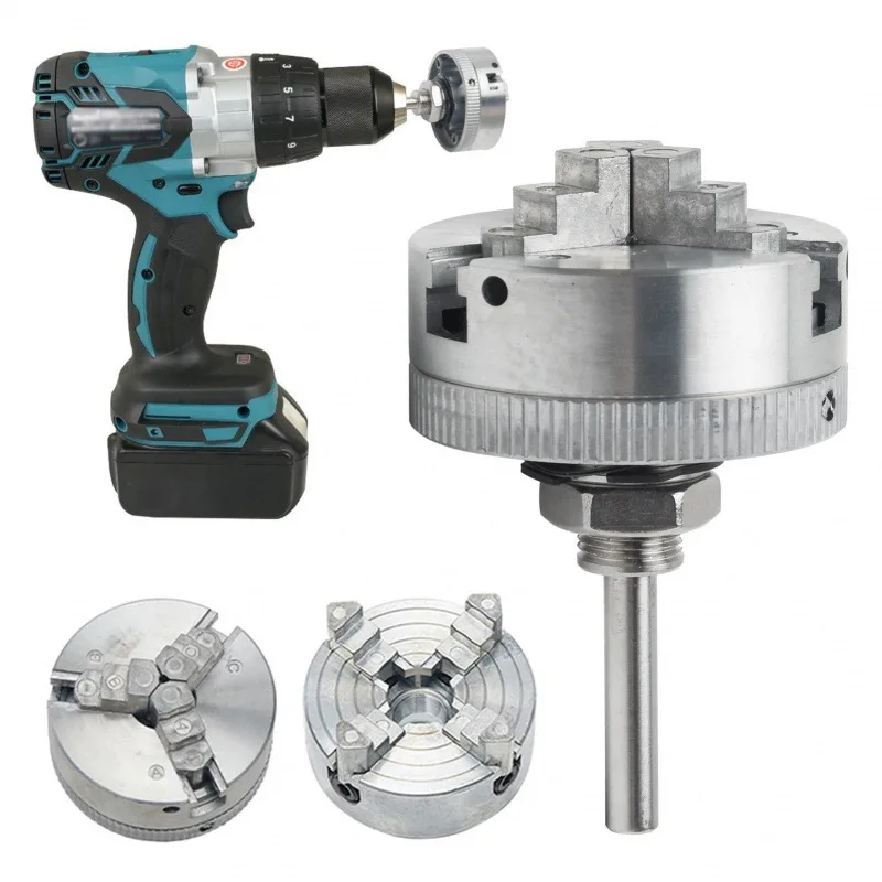 

3-Jaw 4-Jaw Mini Drilling Chuck Connecting Rod Self-Centering Manual Lathe Chuck Durable Zinc Alloy Metal Machine Tool Chuck