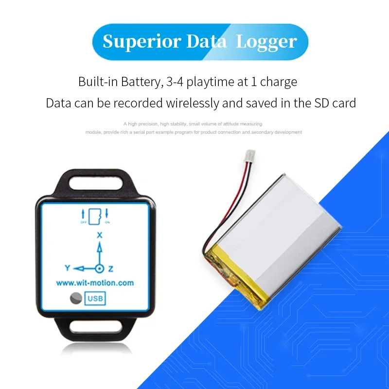 WitMotion WT901SDCL AHRS MPU9250 9-Achsen-Beschleunigungsmesser, SD-Kartenspeicher, 3-Achsen-Hinkgeschwindigkeit + Beschleunigung + Winkel + Magnetometer