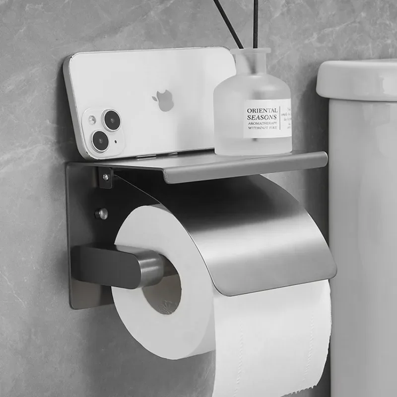 DurablePaper Towel Holder No Punching 304 Stainless Steel Bathroom Roll Holder Wall-mounted Hand Wiping Carton