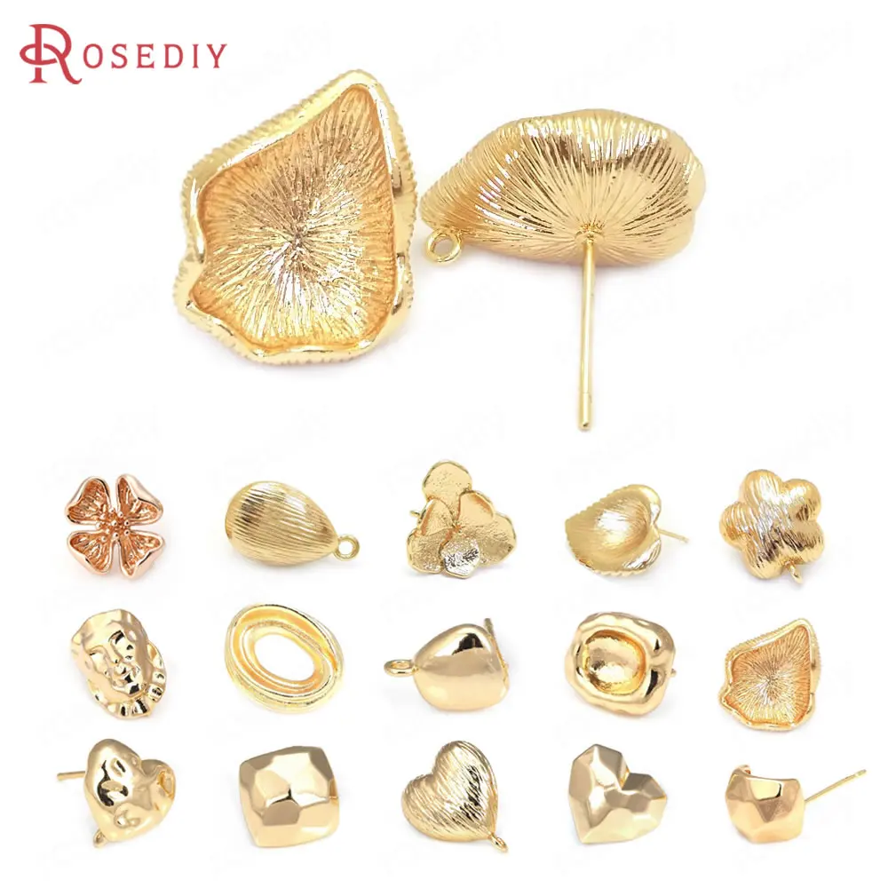 18K ゴールドカラー真鍮スクエアスタッドピアスピンイヤリングレディースイヤリング高品質 DIY アクセサリー Rosediy 公式ウェブサイト