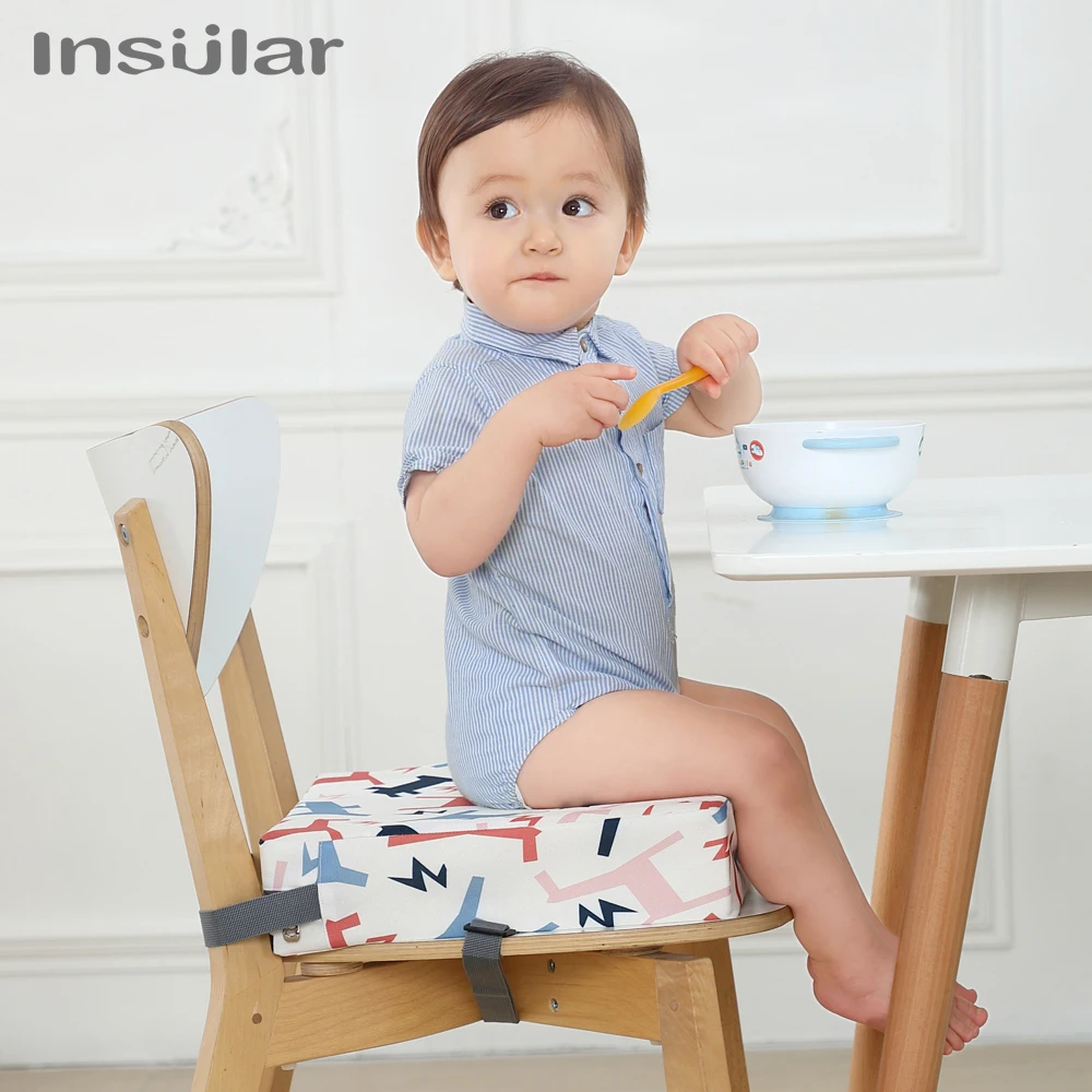 Baby High Chair Booster - INSULAR Verstelbaar, afneembaar kinderzitkussen, antislip baby-eetkussen