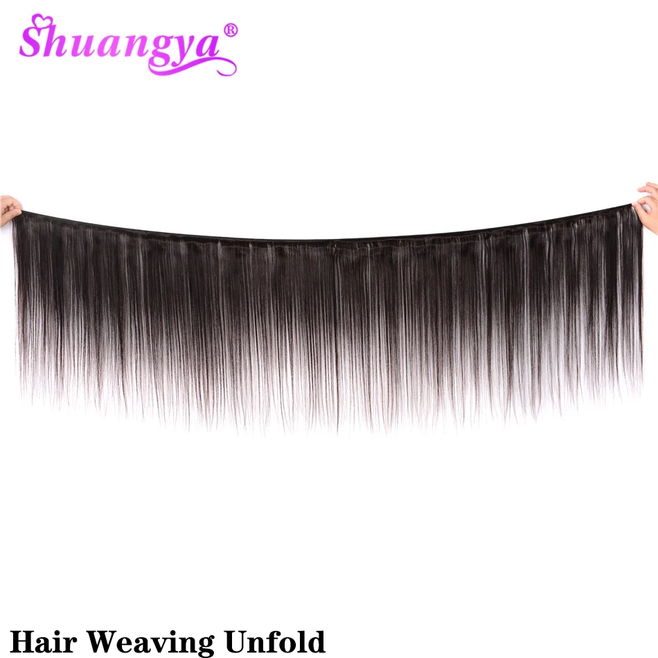 Huangya-mechones de pelo liso brasileño, extensiones de cabello humano 100% Remy, 1/3/4 piezas