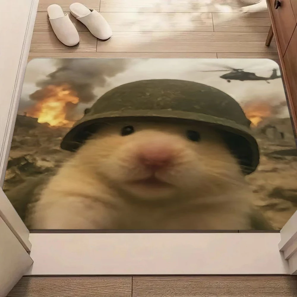 Funny Pilot Hamster Animal Pattern Area Rug, Soft Non-Slip Indoor Outdoor Floor Mat for Entrance and Home Decor