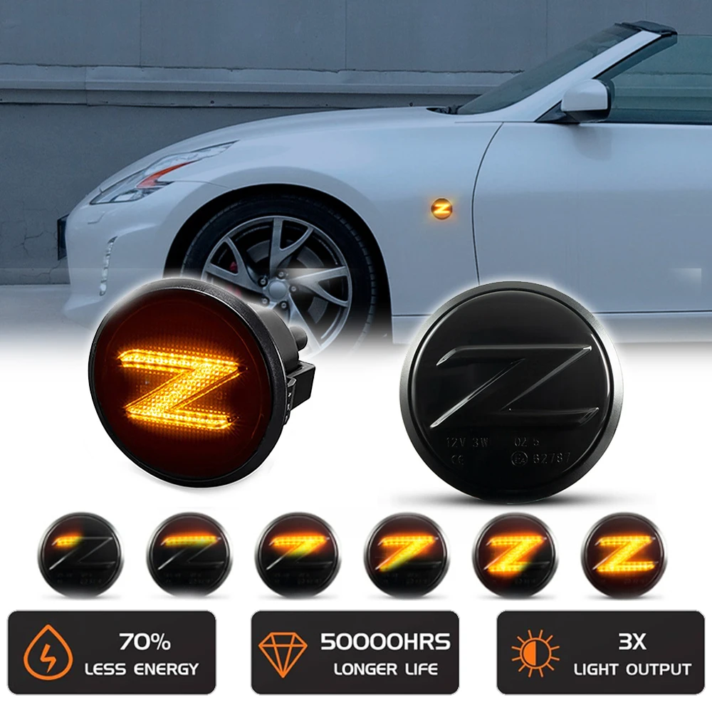 

Светодиодный динамический передний фонарь на крыле, боковой габаритный фонарь, поворотный сиганль, мигающий фонарь для Nissan 370Z Coupe Z34 Roadster 2009-2020 26160-6GA0A