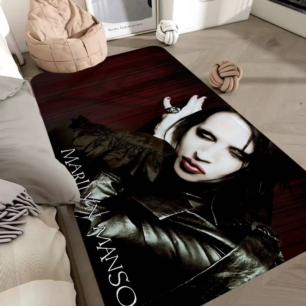Marilyn Manson Industrial Rock Band Hallway Carpet Washable Non-Slip Living Room Sofa Chairs Area Mat Kitchen Doormat Area Rug