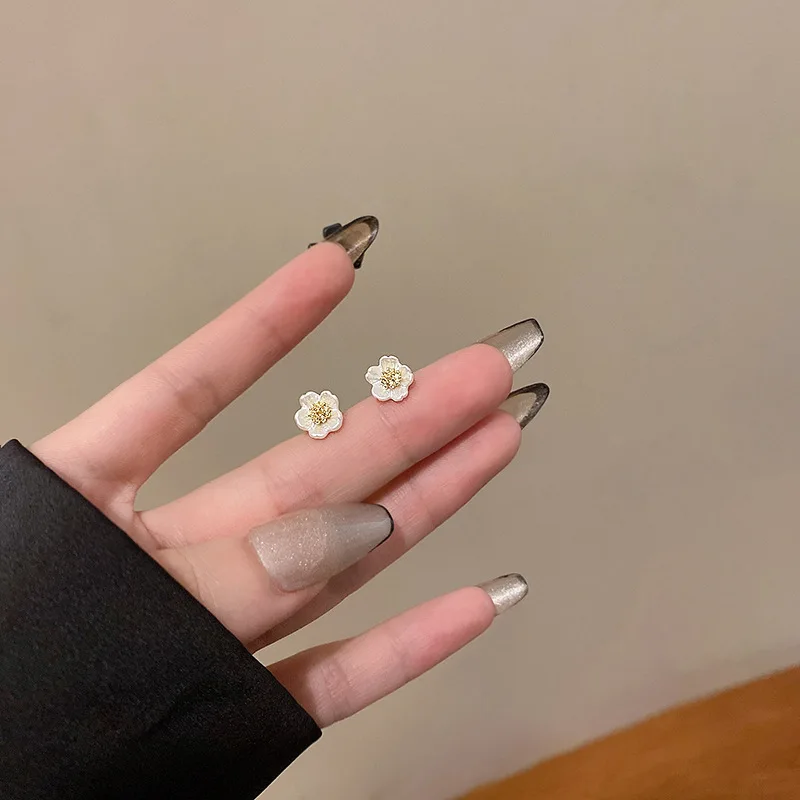Frühling neue süße Gänseblümchen Blume Ohr stecker für Frauen süße Muschel Emaille versilbert Ohrringe koreanischen Temperament Schmuck – Detail 38