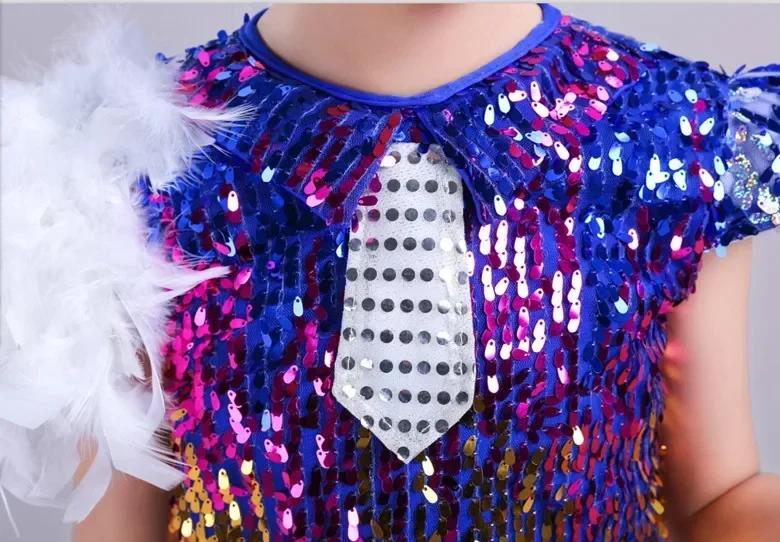 子供のためのモダンなダンスドレス、新しいパフォーマンスコスチューム、プリンセススカート、ジャズダンス、ステージパフォーマンス