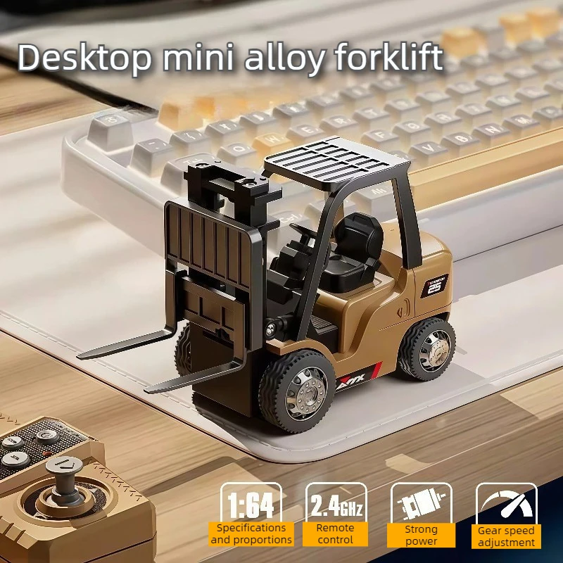 

2.4G Metal Remote Control Forklift Toy RC Forklift Truck Fork Lifting Rechargeable Engineering Vehicle with Lazy Arm Small Tray