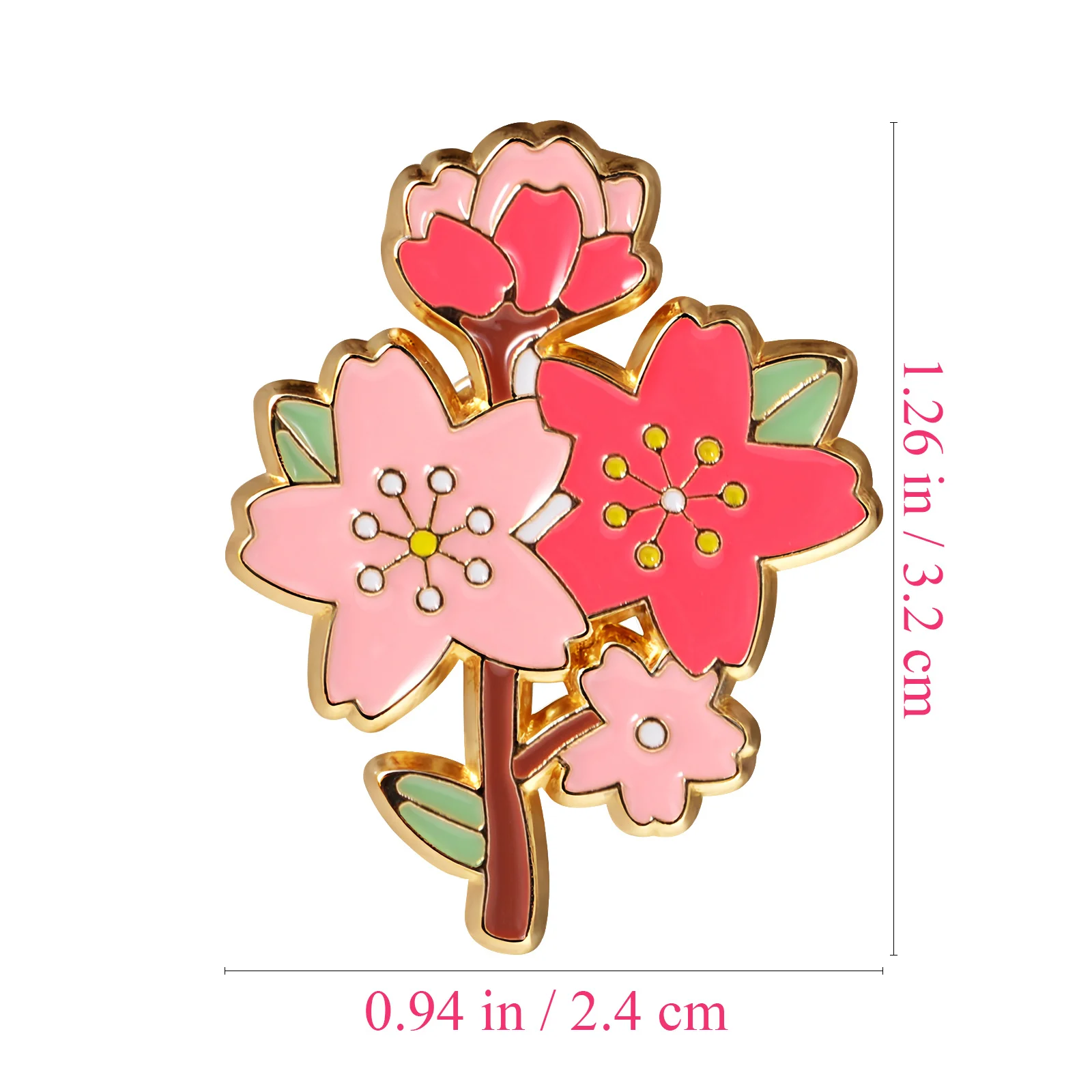 3 قطعة زهر الكرز بروش دبابيس أنيقة المعادن زهرة التلبيب دبوس للنساء ملابس عصرية حقيبة قبعة الديكور المينا الجمالية