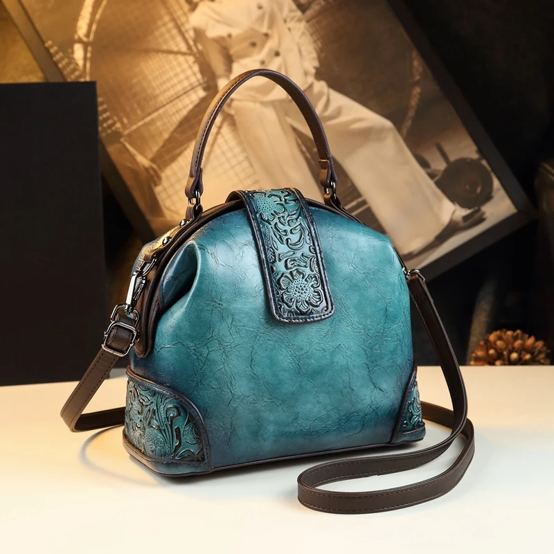 

Retro Embossing Dumpling Bag Women's Handbags Crossbody Leather Evening Bag New Middle-Aged Portable Shoulder Bag For Women