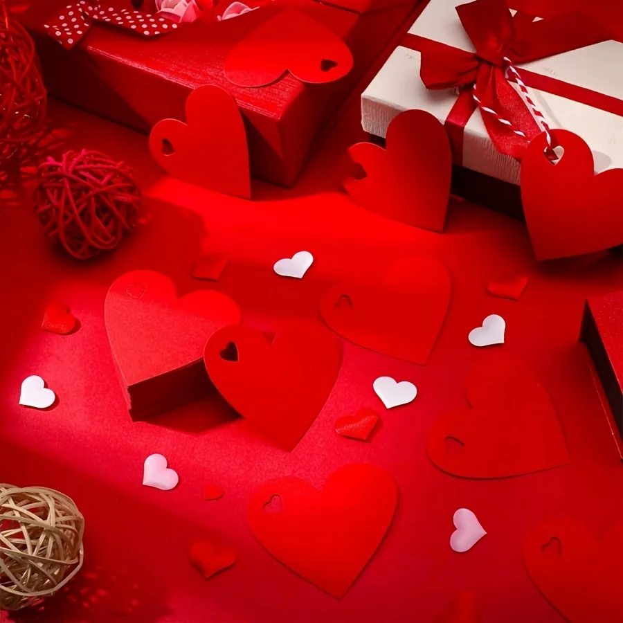 100 قطعة من العلامات الورقية على شكل قلب أحمر - زفاف أنيق، عيد ميلاد، الذكرى السنوية، عيد الحب، السنة الجديدة، بطاقات هدايا التخرج #5
