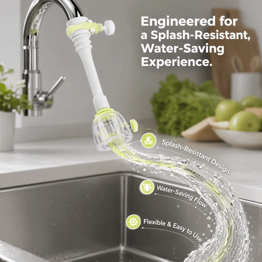 ABS + PP + TPR Faucet Extender Green Water Saving Faucet Nozzle Rotatable Splash Proof Faucet Spray Adapter Kitchen Bathroom