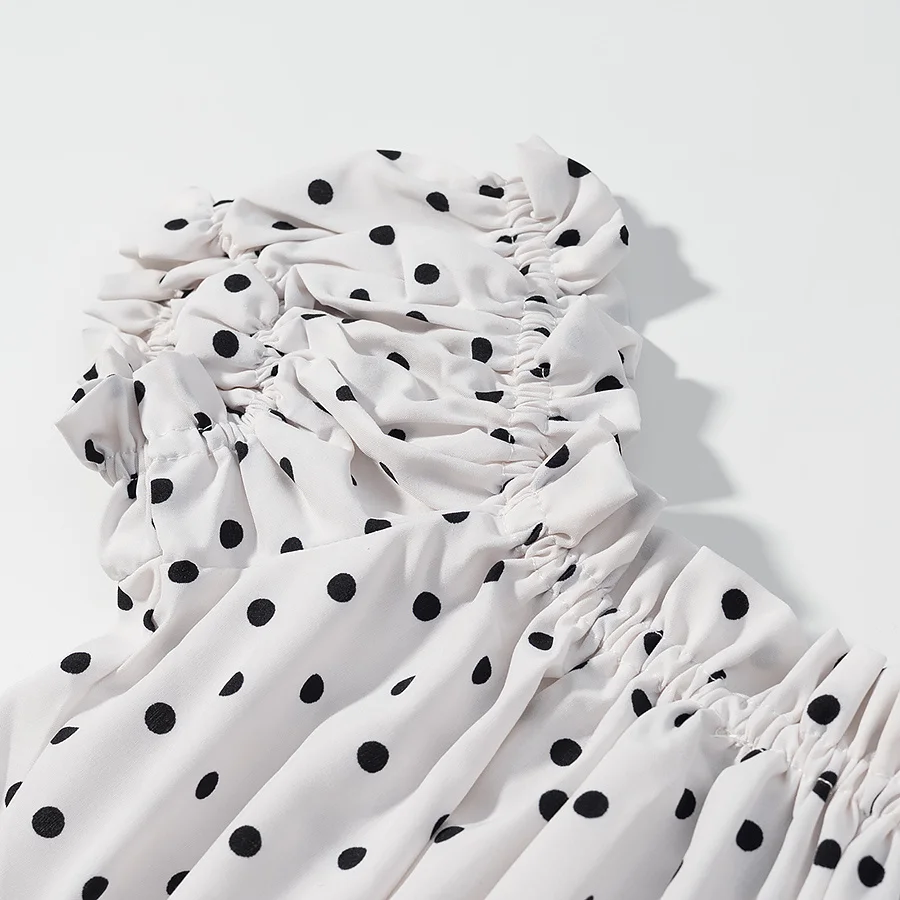 

Korejepo New Women Clothing European and American Style Fashionable Simple and Versatile Polka Dot Printed Short Top