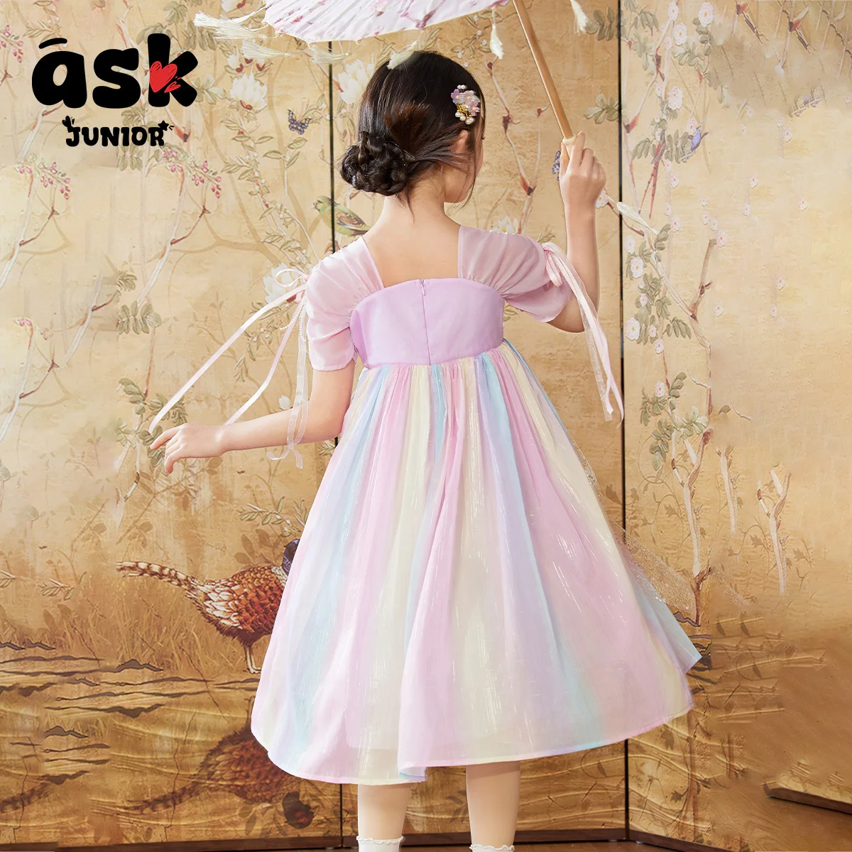 اسأل تنورة الفتيات الصغيرات الصيفية على الطراز الوطني فستان الأميرة الصيني الجديد للأطفال الملون من Hanfu المتوسطة وكبار السن #2