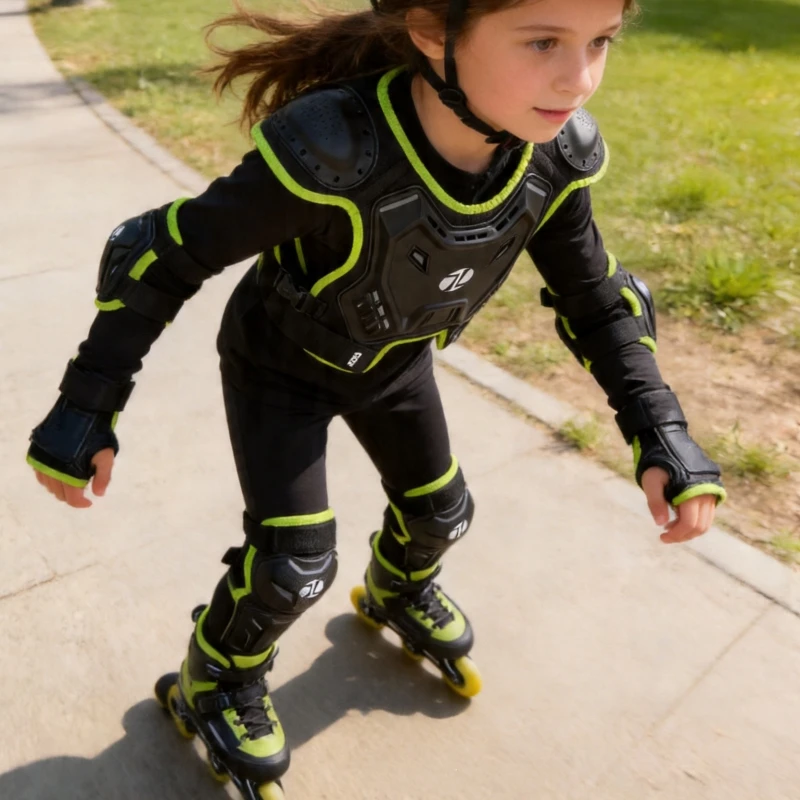 JCAA Children Protective Armor Vest Set With Knee Elbow Pads Hard Shell Full Body Protection for Cycling Skateboard Scooter ATV