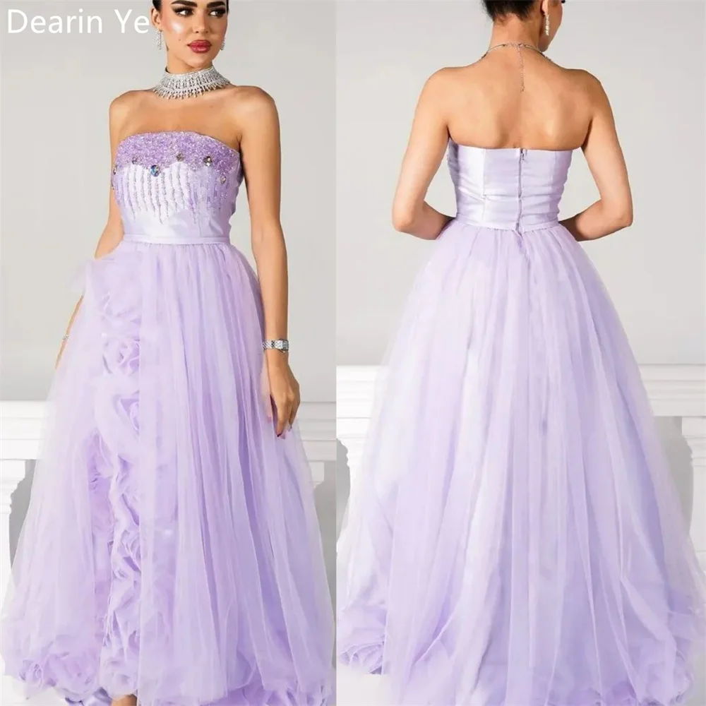 

Formal Gown Evening Dearin Strapless A-line Floor Length Skirts Draped Contoured Bespoke Occasion Dresses Prom Dress Saudi Arabi