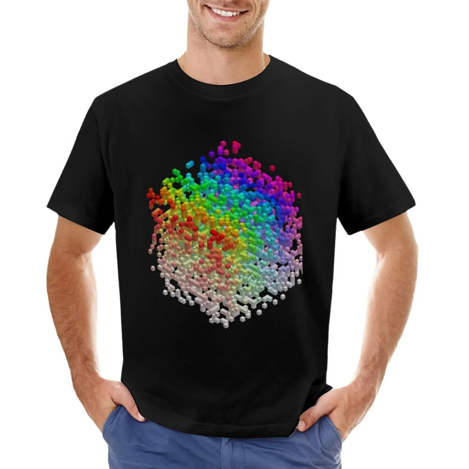 Rainbow Cubes T-Shirt cotton graphic tees aesthetic clothes basketball graphic tees street wear mens graphic t-shirts funny