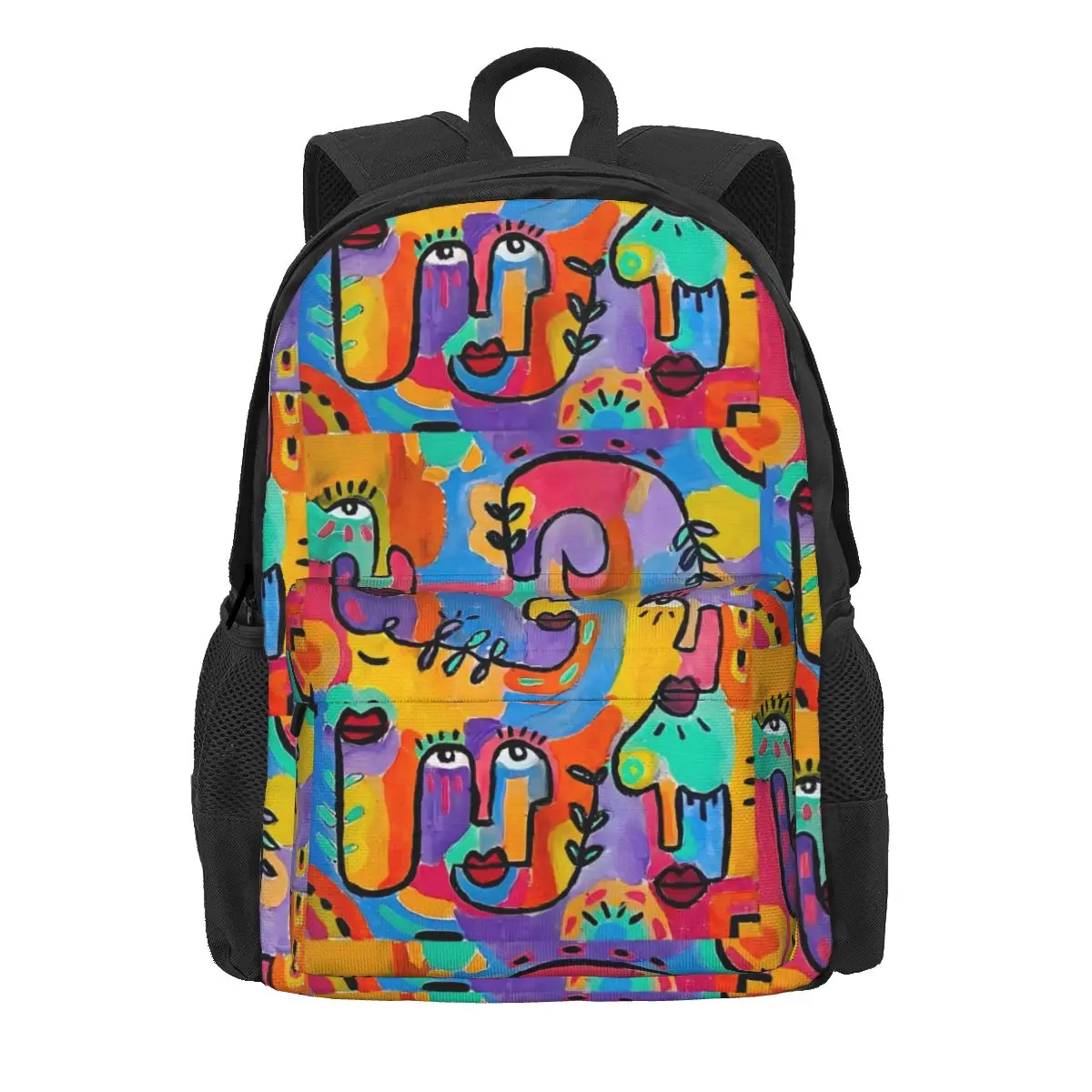 Abstract Lady Face Backpack Pop Art Fashion Backpacks Male College Lightweight High School Bags Custom Rucksack