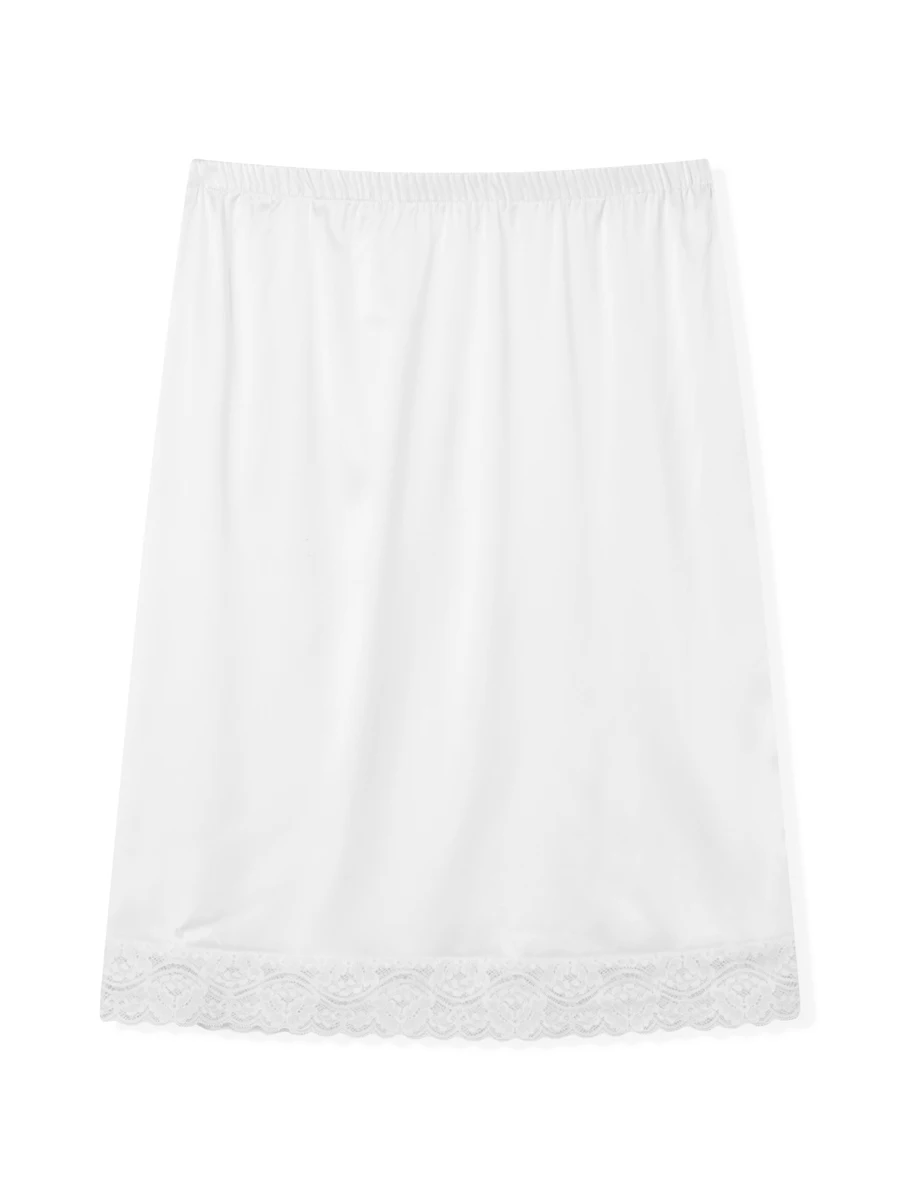 

Women s Satin Half Slips Elastic High Waist Lace Trim Skirt Extender Underskirt Anti Static Petticoat for Under Dresses