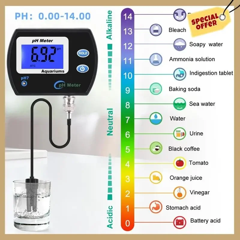 

Multi-Parameter Digital pH Meter for Aquariums and Water Quality Monitoring, Accurate Acidometer with Online Testing Features