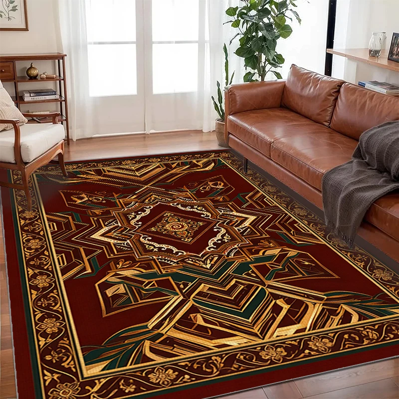 RAKKS Roter marokkanischer böhmischer Teppich, rutschfester Teppich für Schlafzimmer, Lounge-Boden für Wohnzimmer, Schlafzimmer, Nachttisch-Teppich, Fußmatte