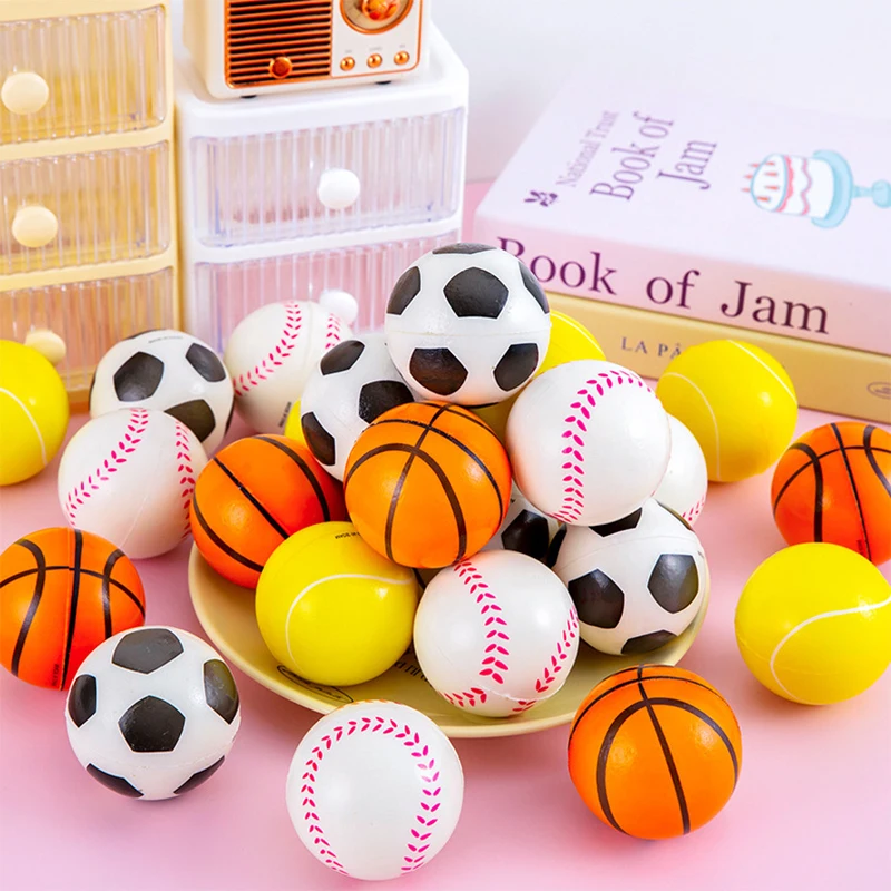 12Pcs Sports Theme Football Basketball Baseball Tennis Soft PU Bouncy Balls Toys for Kids Birthday Party Favors Pinata Fillers