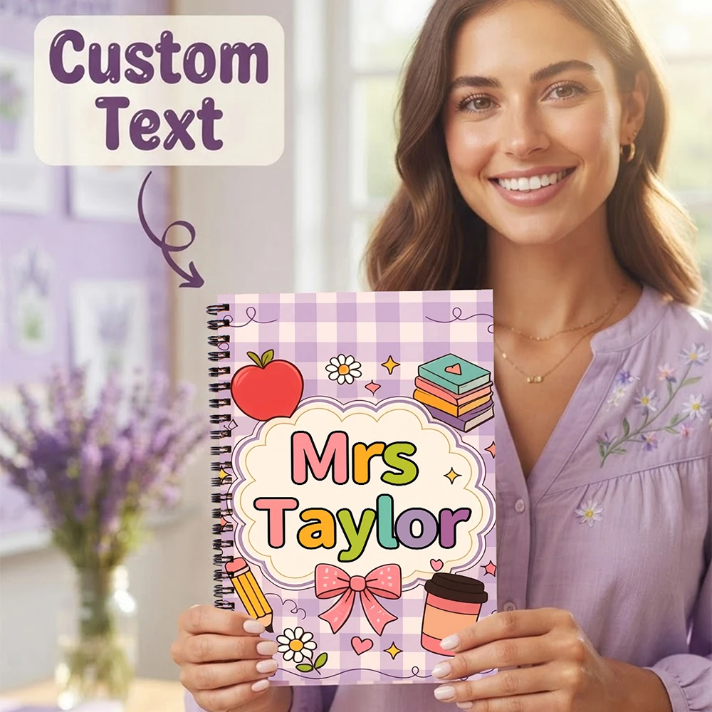 Personalized Custom Text Spiral Notebook,Custom Name Journal,Office Writing Notepad Teacher Appreciation Back To School Gift