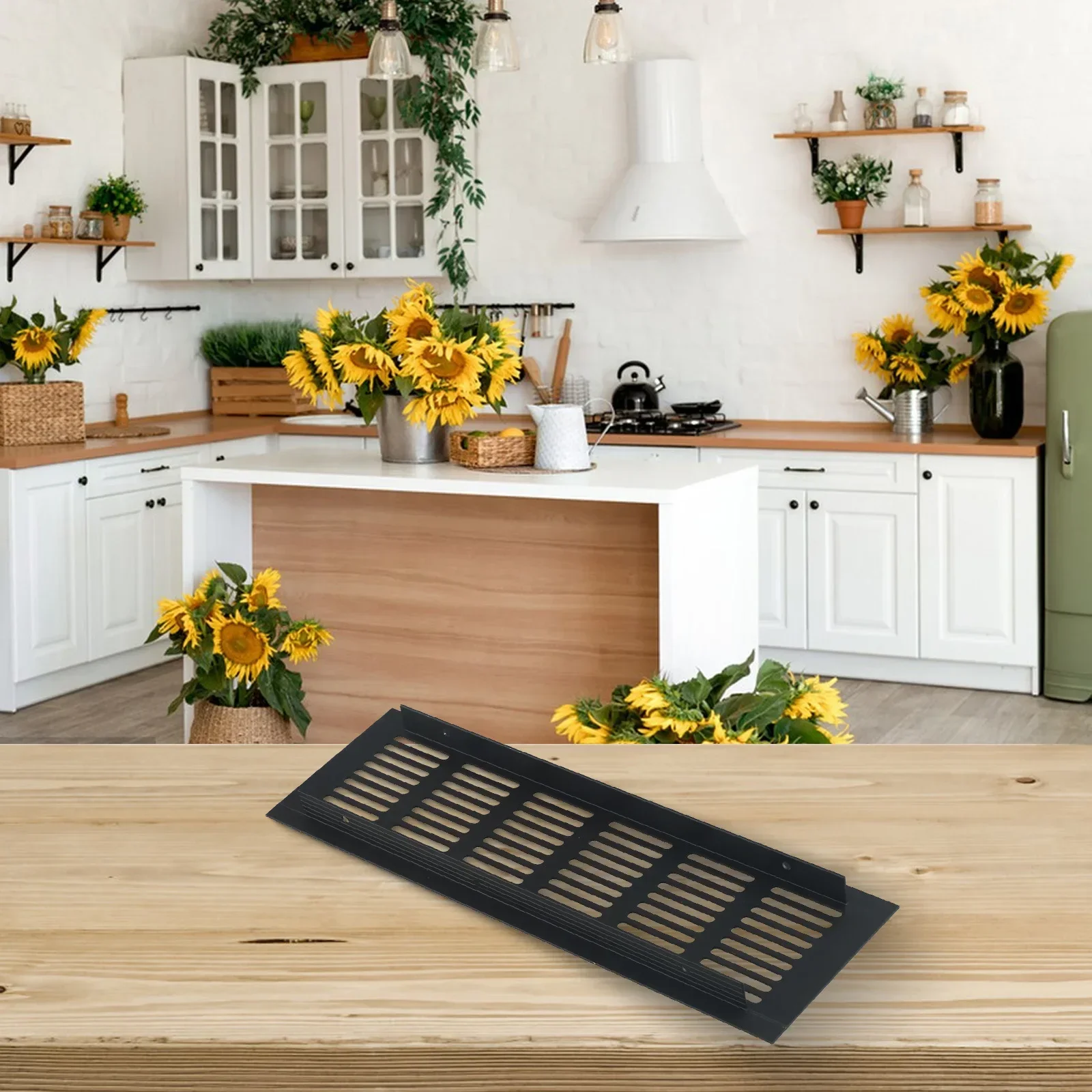 Black Alloy Rectangular Air Vent Grille Ventilation Cover For Cabinets Wardrobes Air Vent Ventilation Cover Replacement