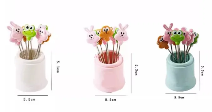 Fruit Fork Set Creative Cute Cartoon Household Stainless Steel Sticker Fruit Insert European Children's Baby Safe Small Fork