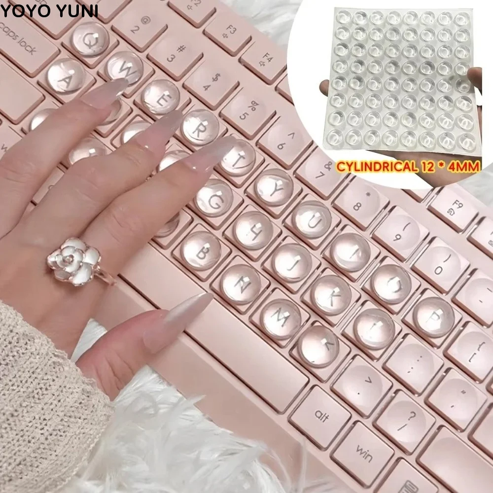 3D Clear Raised Keyboard Stickers Raised Pad Silicone Long Nails Keyboard Stickers Magnified Letter Thick 3D Keyboard Stickers