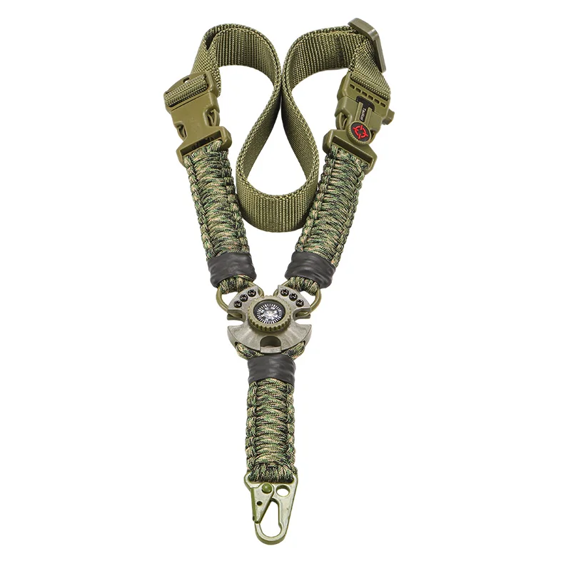Tactical Sling Rope Ferro Rod & Compass Integrated Quick-Detach 64–90cm Nerf Black/Green/Khaki Air soft For Hunting Paintball
