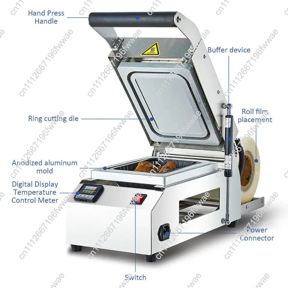 Disposable Lunch Box Sealing Machine Takeaway Fast Food Packaging Cooked Food Fruit and Vegetable Food Semi-automatic Packaging