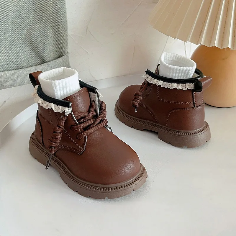 Girls' Lace Edge Snow Boots 2026 Winter New Item Girls' Height Increasing Thick Sole Anti Slip Warm and Plush Short Boots