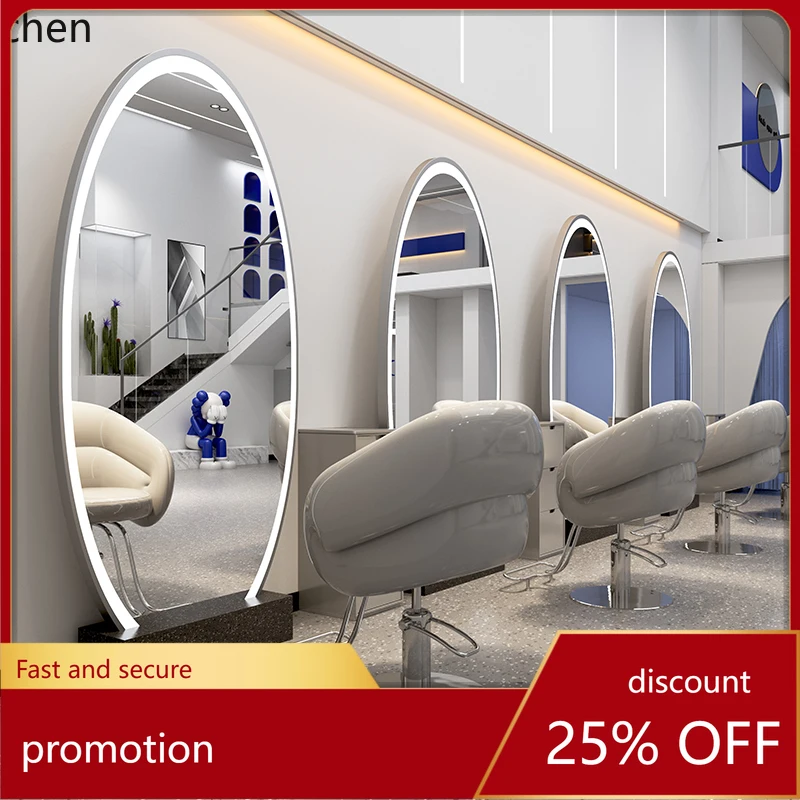 ZML Barber Shop Wall Single-sided Mirror Barber Shop Stainless Steel Hair Cut Floor Double-sided Mirror