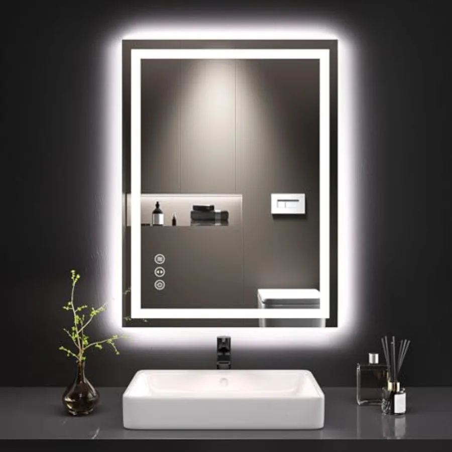 

24X32 Bathroom Mirror with Lights, Anti-Fog, Dimmable, Backlit + Front Lit, Lighted Bathroom Vanity Mirror for Wall, Memory Fun
