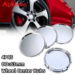 4PCS 63mm No Logo Universal ABS Plastic Car Wheel Center Cap Hubcap Chrome Silver Car Vehicle Rim Hub Cap Auto Replacement Part