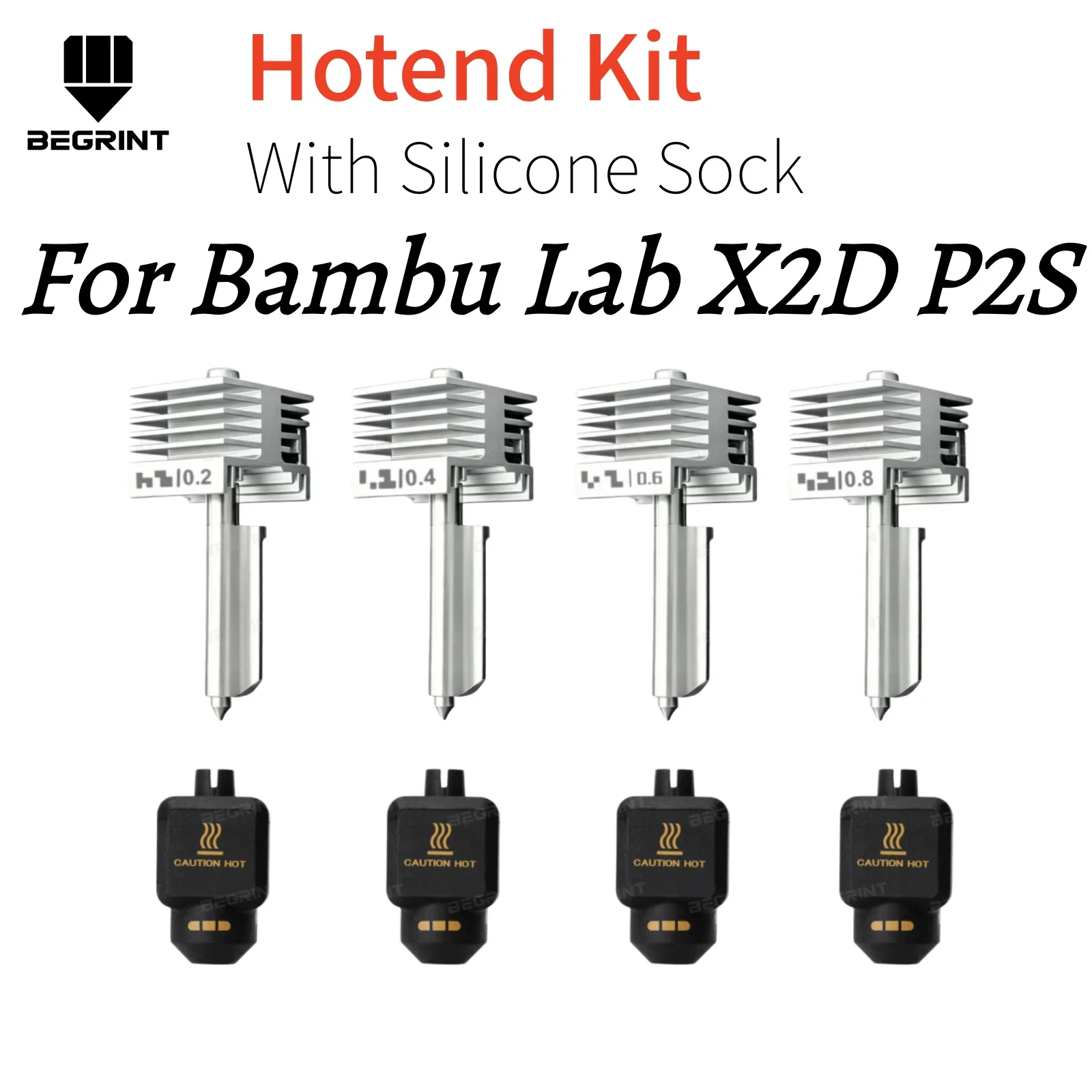 

For Bambu Lab X2D P2S Integrated Hotend Assembly High Hardness Wear Resistant 0.2-0.8mm Nozzle For Bambulab x2d p2s 3D Printer
