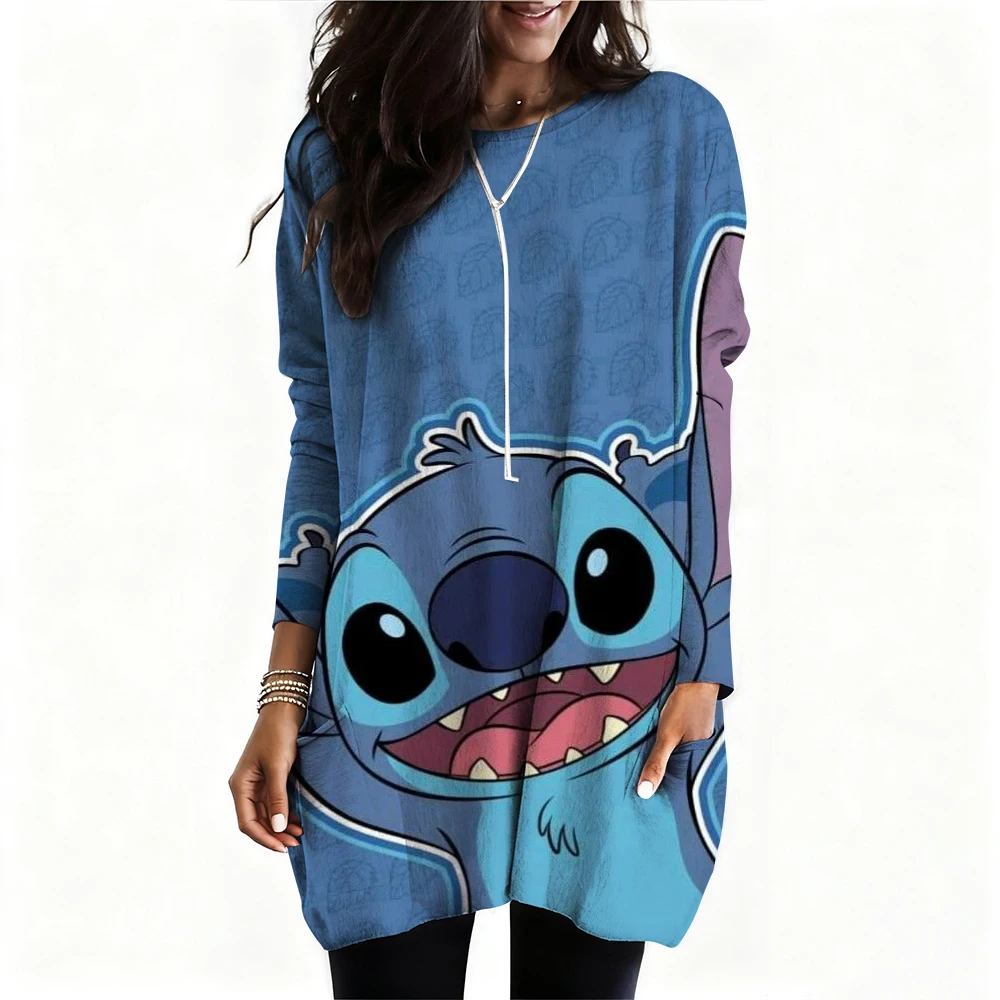 

Disney Stitch Graphic 3d Print T-Shirt Women's Long Sleeve T-shirt Women Clothing Fashion Y2k Casual Oversized Tops Tee Female