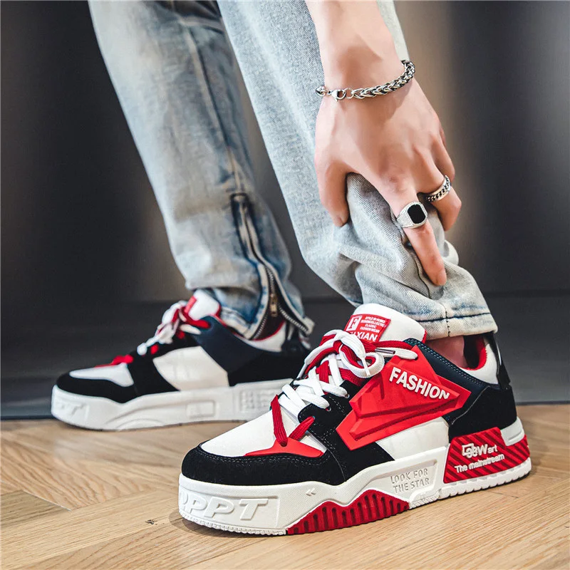 Fashion White Red Mens Skateboard Shoes Casual Sports Streetwear Shoes Men Designer Hip hop Skate Sneakers Men Zapatos De Hombre