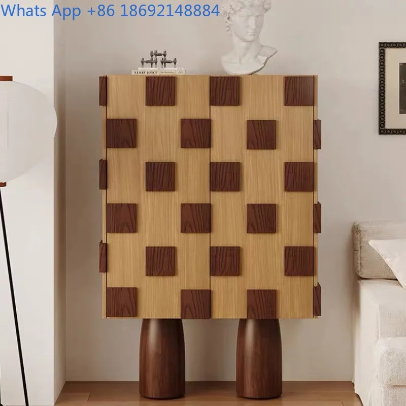 

French Retro Solid Wood Irregular Display Cabinet Storage Cabinet Antique Style Sideboard New Classical Entrance Cabinet