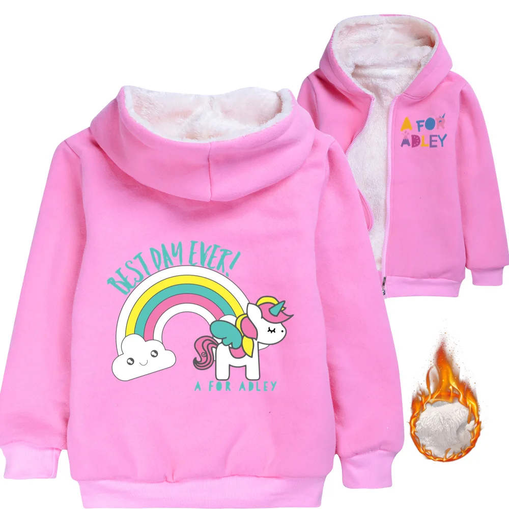 Boys fleece Zipper Jacket Children's Hoodie Sweater A for Adley Toddler Girl Winter Clothes Kids Cute Warm Coat 100-160CM