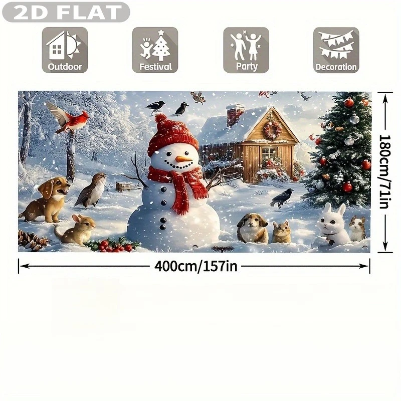 1pc 2D FLAT Extra Large Christmas Festive Backdrops & Banners - Jumbo 71x157 Inch Outdoor/Indoor Decoration, Ideal for Winter