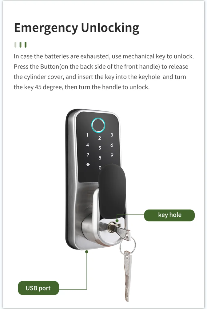 Imagem -06 - Inteligente Eletrônico Segurança Door Lock Teclado Deadbolt Lock Digital Fingerprint Fechadura da Porta Automática