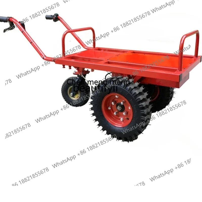 ss7486 Double-Wheel Electric Hand Push Agricultural Wheelbarrow Electric Trolley Orchard Charging Cart Mountain Climbing Car