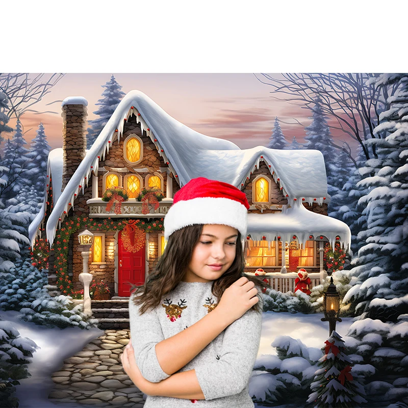 Bonvvie Christmas Photography Background Old Brick Fireplace Christmas Tree Gift Beer Baby Photo Backdrop Photocall Photo Studio